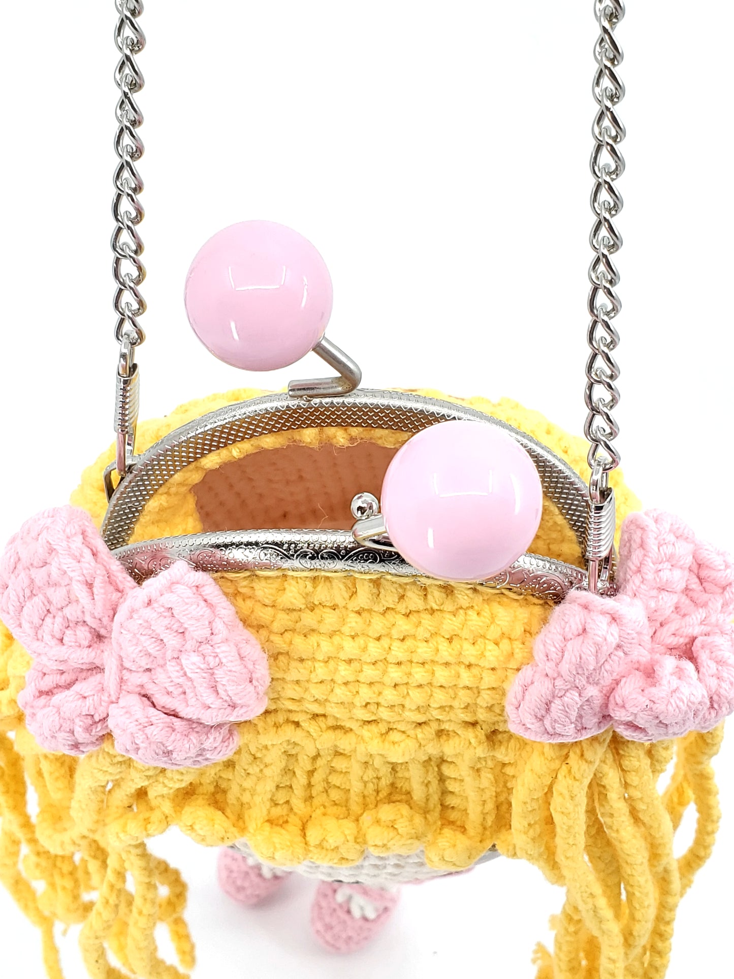 Crossbody Metal Chain Mini Purse - Blonde (Pink)