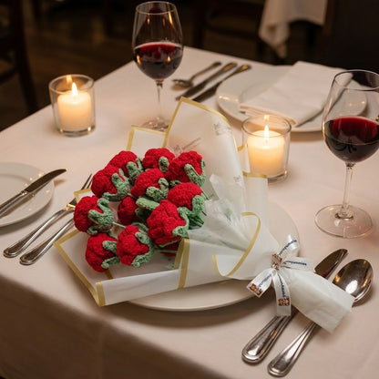 Handmade Crochet Red Rose | Single Stem to Full Dozen Bundle