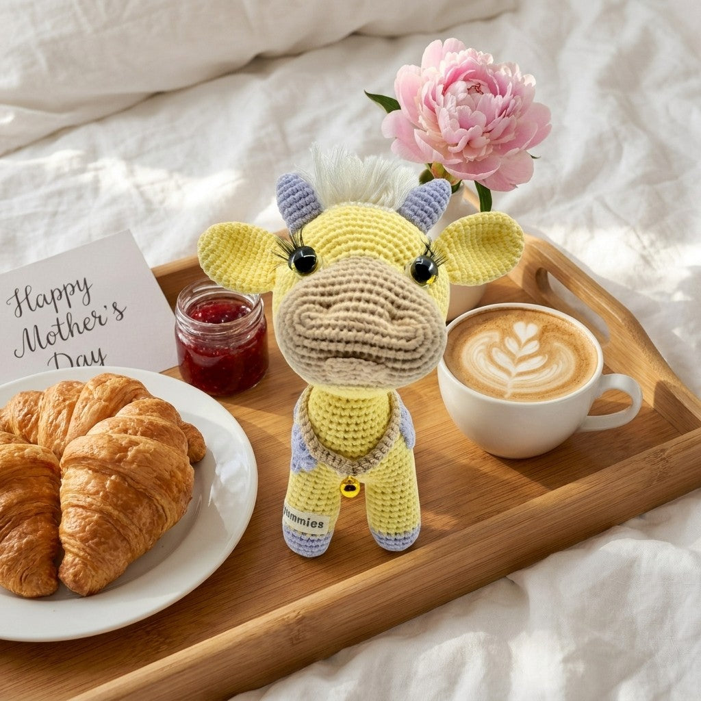 Handmade Amigurumi Cow (Yellow & Lavender) — A Gift She’ll Treasure