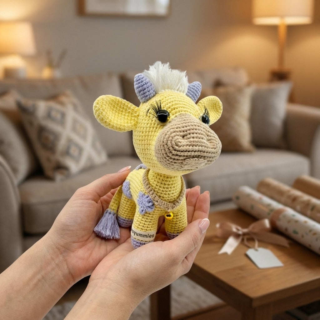 Handmade Amigurumi Cow (Yellow & Lavender) — A Gift She’ll Treasure